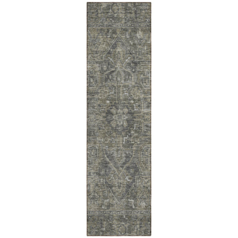 8' Runner Brown and Black Oriental Washable Non Skid Indoor Outdoor Runner Rug