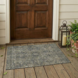 3' X 5' Brown and Black Oriental Washable Non Skid Indoor Outdoor Area Rug