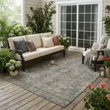 5' X 8' Brown and Black Oriental Washable Non Skid Indoor Outdoor Area Rug