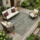 8' X 10' Brown and Black Oriental Washable Non Skid Indoor Outdoor Area Rug