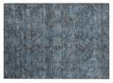 2' X 3' Navy and Black Oriental Washable Non Skid Indoor Outdoor Area Rug