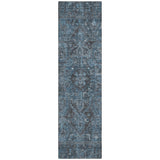 8' Black Oriental Washable Indoor Outdoor Runner Rug