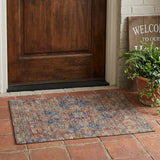2' X 3' Red Orange and Blue Oriental Washable Non Skid Indoor Outdoor Area Rug