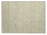 2' X 3' Light Green Damask Washable Non Skid Indoor Outdoor Area Rug