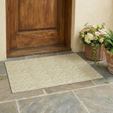 3' X 5' Light Green Damask Washable Non Skid Indoor Outdoor Area Rug