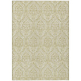 5' X 8' Light Green Damask Washable Indoor Outdoor Area Rug
