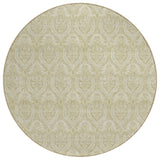 8' Round Light Green Round Damask Washable Non Skid Indoor Outdoor Area Rug