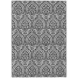 8' X 10' Gray Damask Washable Non Skid Indoor Outdoor Area Rug