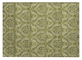 2' X 3' Green Damask Washable Non Skid Indoor Outdoor Area Rug