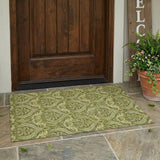 3' X 5' Green Damask Washable Non Skid Indoor Outdoor Area Rug
