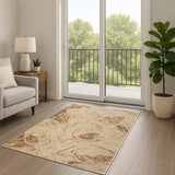 6' Beige And Green Abstract Runner Rug