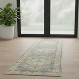 6' Gray Oriental Distressed Runner Rug