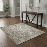 4' X 6' Gray Floral Distressed Area Rug