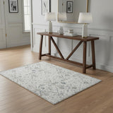 4' X 6' Cream Floral Distressed Area Rug