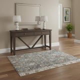 4' X 6' Gray Floral Distressed Area Rug