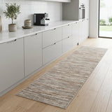 8' Ivory and Gray Abstract Non Skid Runner Rug