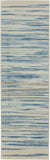 6' Ivory Blue and Gray Striped Non Skid Runner Rug