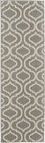 6' Gray and Ivory Trellis Non Skid Runner Rug