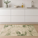 8' Beige And Green Abstract Runner Rug