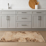 8' Beige And Green Abstract Runner Rug