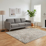 5' X 7' Gray Floral Distressed Area Rug