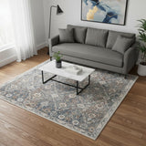 5' X 7' Gray Floral Distressed Area Rug