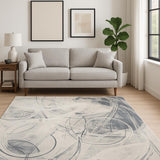 5' X 7' Blue Abstract Area Rug