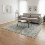 5' X 7' Blue Floral Distressed Area Rug