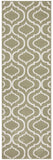 7' Olive Green and Ivory Trellis Non Skid Runner Rug
