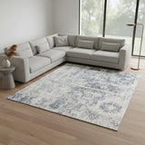 6' X 9' Blue Oriental Distressed Area Rug