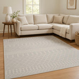 6' X 9' Gray And Ivory Geometric Area Rug