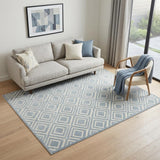 5' X 7' Blue Geometric Area Rug