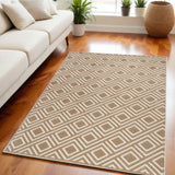5' X 7' Brown Geometric Area Rug
