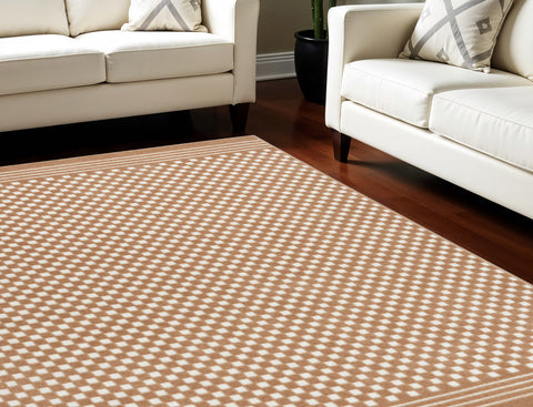5' X 7' Brown Geometric Area Rug