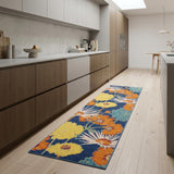 8' Blue Floral Runner Rug
