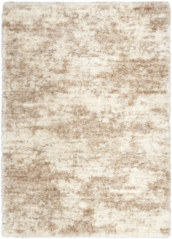 4' X 6' Beige and Ivory Abstract Shag Area Rug