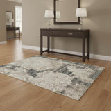 4' X 6' Ivory Gray And Charcoal Floral Distressed Non Skid Area Rug