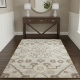 4' X 6' Ivory Brown And Gray Floral Distressed Non Skid Area Rug
