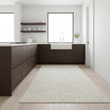 8' Cream And Ivory Geometric Runner Rug