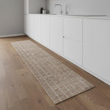 8' Ivory And Brown Geometric Runner Rug