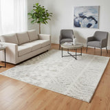 5' X 7' Ivory And Silver Floral Distressed Non Skid Area Rug
