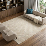 7' X 9' Beige Geometric Area Rug