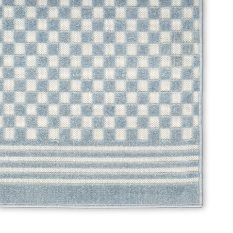 7' X 9' Blue Geometric Area Rug