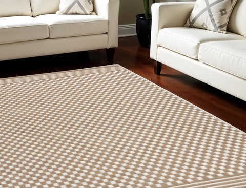 7' X 9' Brown Geometric Area Rug