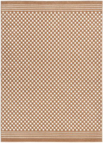 7' X 9' Brown Geometric Area Rug