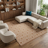 7' X 9' Brown Geometric Area Rug