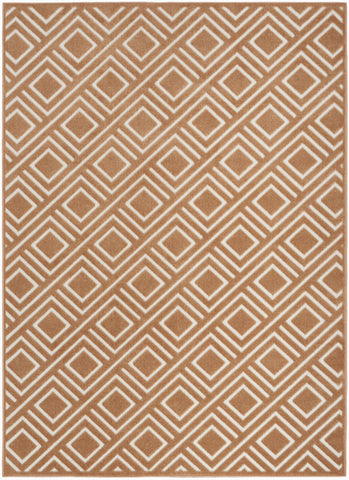 7' X 9' Brown Geometric Area Rug