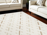 7' X 9' Cream Geometric Area Rug