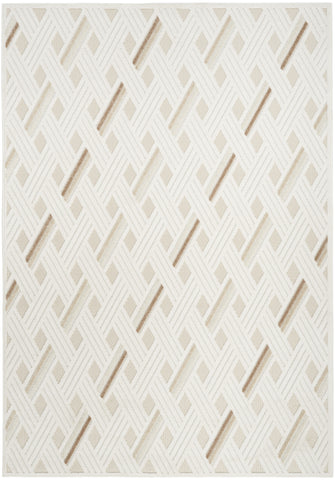 7' X 9' Cream Geometric Area Rug