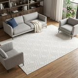 7' X 9' Cream Geometric Area Rug